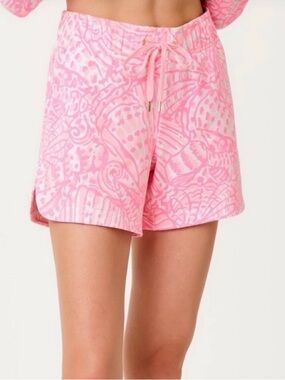 NWT Lilly Pulitzer Pelican Pink Sea Cup Printed Drawstring Women's Shorts
